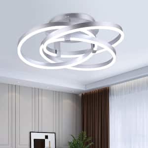 Carson 3-Light 23.23 in. Silver Simple Geometric LED Semi Flush Mount Ceiling Light