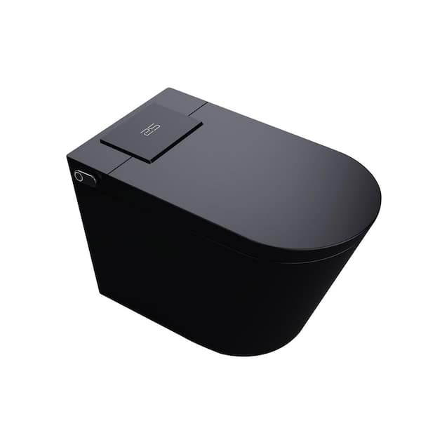 Elongated Smart Bidet Toilet in Black with Auto Open, Auto Close, Foot Sensor, Deodorizer, Soft-Close Seat
