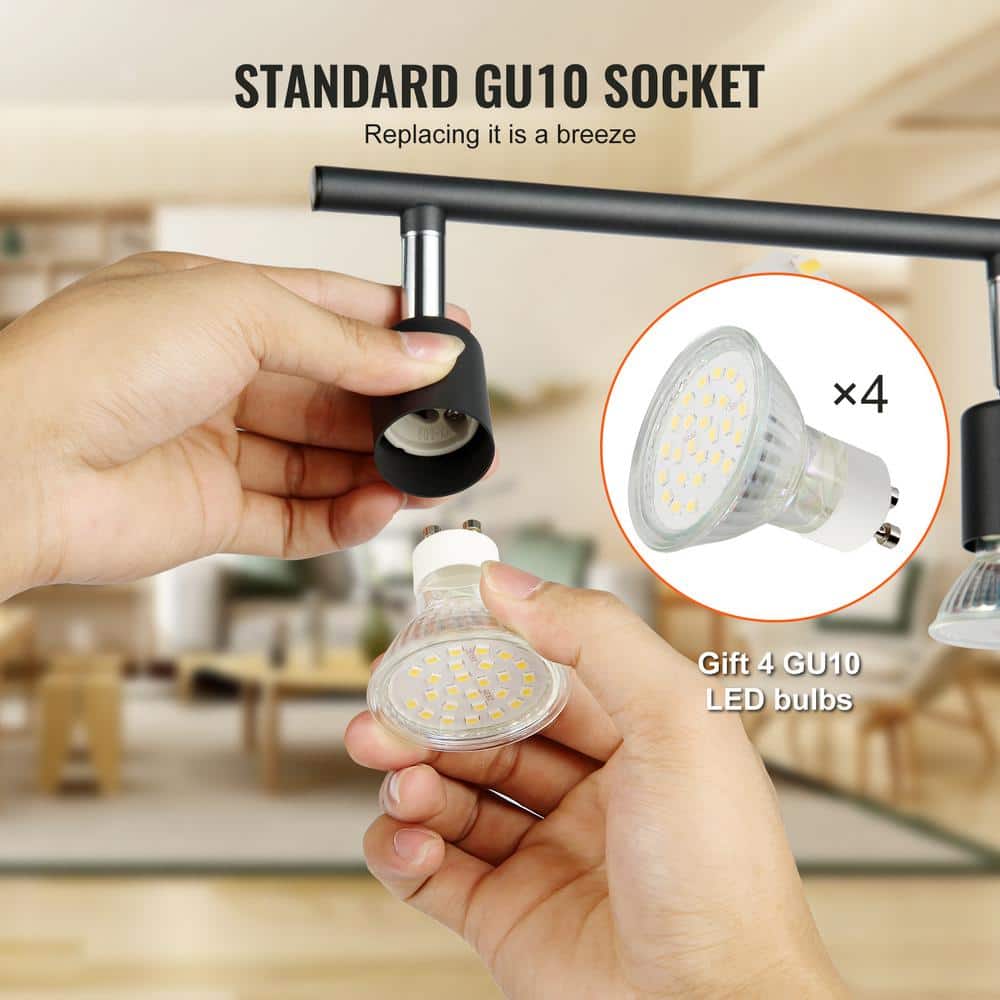 Matte Black Adjustable 4-Light LED Track Lighting Kit