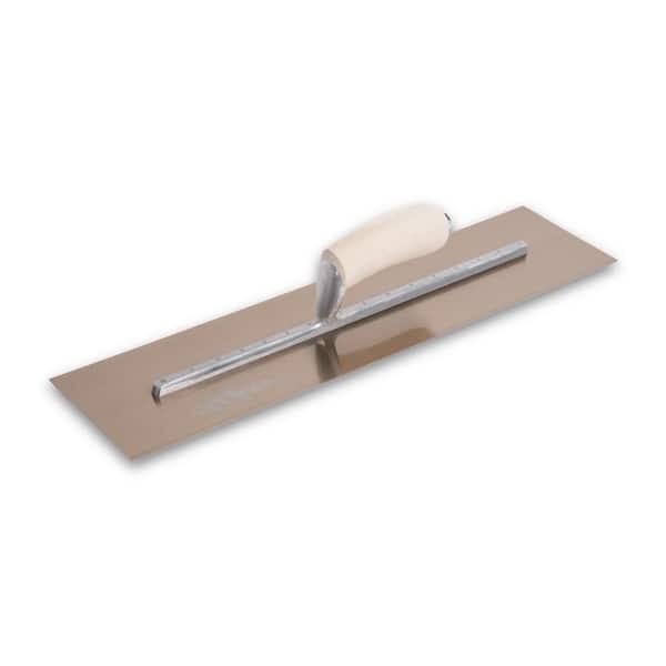 MARSHALLTOWN 18 in. x 4 in. Curved Wood Handle Golden Stainless Finishing Trowel