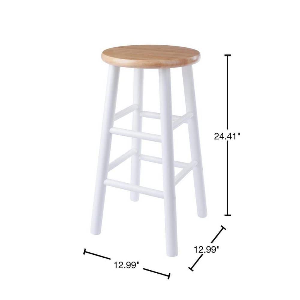 Winsome Huxton Natural & White Solid Wood Counter Stools, Set of 2