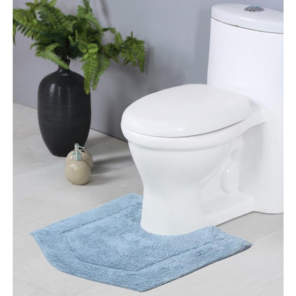HOME WEAVERS INC Waterford Collection 100% Cotton Tufted Bath Rug, 20 x 20 Contour, Blue