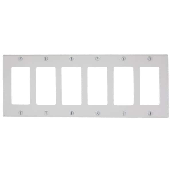 Leviton 6-Gang White Decora/Rocker Plastic Standard Wall Plate (1-Pack) 80436-W