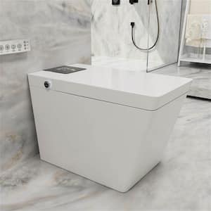 Smart Toilet Bidet One-piece 0.8/1.2 GPF Dual Flush Square Toilet in White with Auto Open/Close Lid Foot Kick Operation
