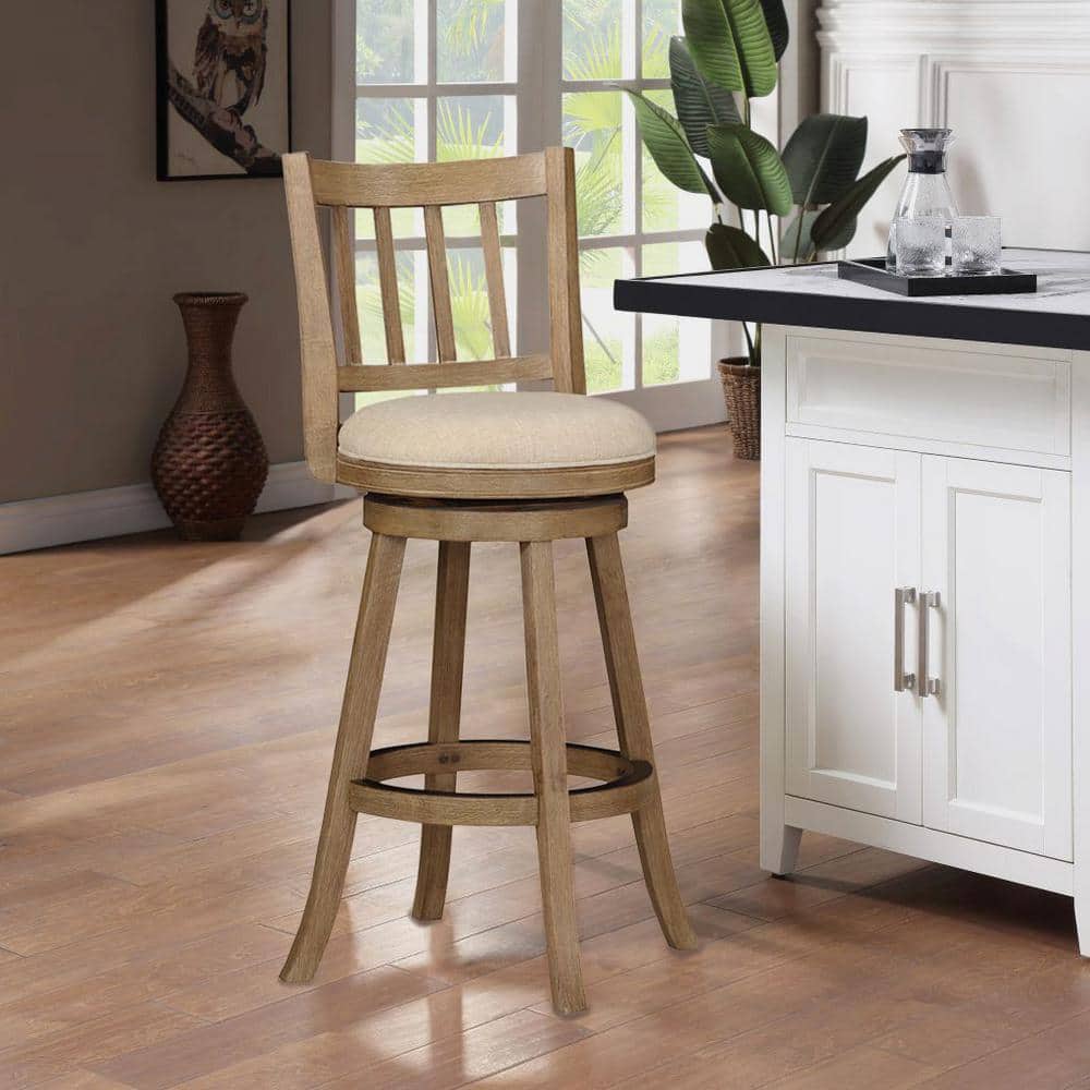 Sheldon 29" Driftwood Gray Ivory Swivel Bar Stool