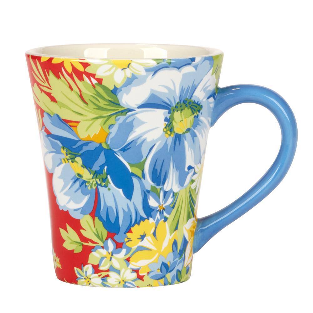Spring Blossom Red and Blue Ceramic Mug Set