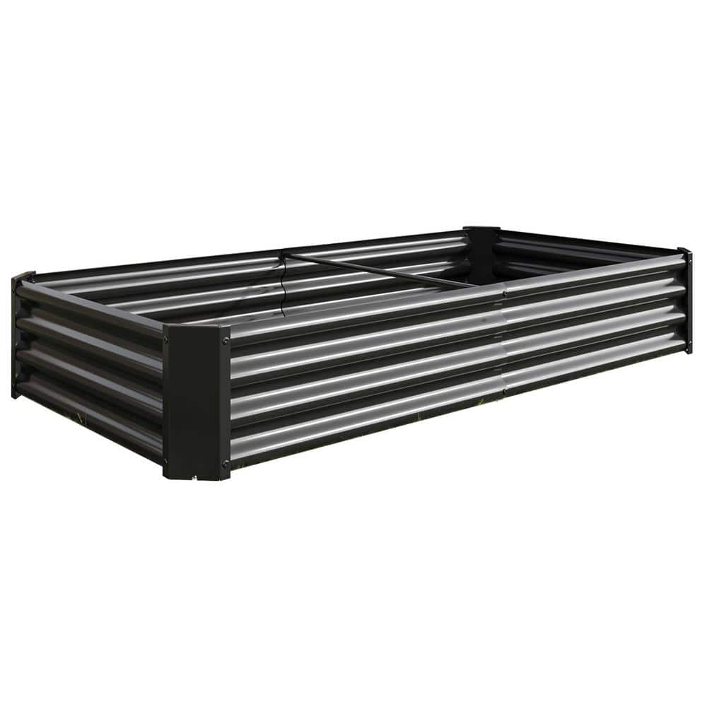 11.8 in. Tall 6 ft. x 3 ft. Black Metal Raised Garden Bed Kit for Vegetable