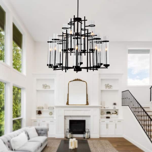 Sierra 12 Light Up Chandelier With Black Finish