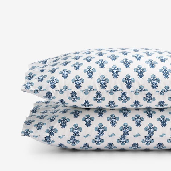 Company Cotton Suhana Garment Wash Blue Cotton Percale King Pillowcase (Set of 2)
