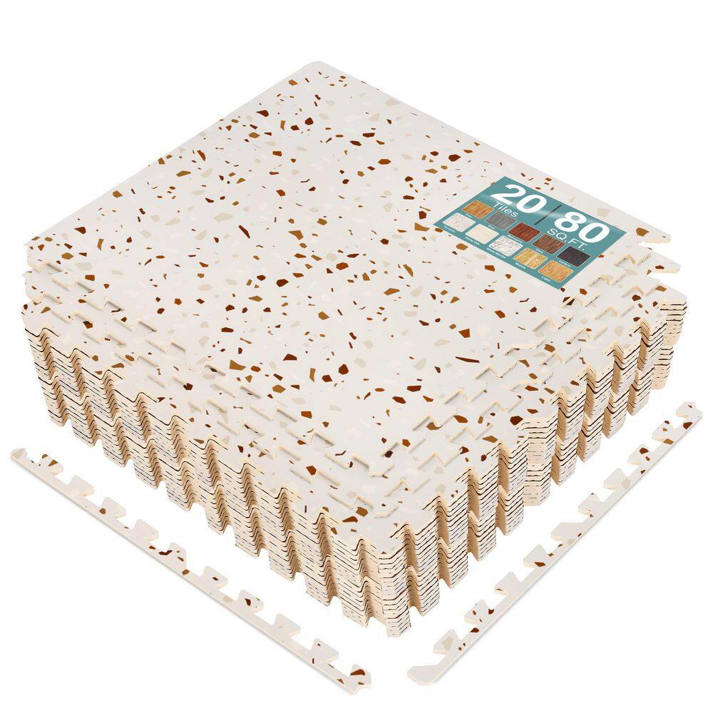 Terrazzo White Residential 24 in. x 24 in. Interlocking Carpet Tile Square 80 sq. ft., Floor Tiles Foam Mat EVA Tile price history on PriceWatchPro