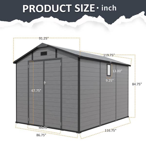 CARBUTLER 8 ft. W x 10 ft. D Plastic Outdoor Storage Shed-Lockable