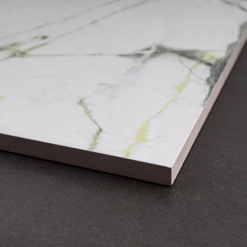 Senzia 8" x 8" Green and White Porcelain Wall and Floor Tile