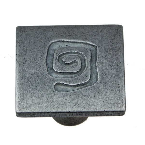 GlideRite 1 in. Antique Silver Square with Spiral Cabinet Knob (10-Pack)