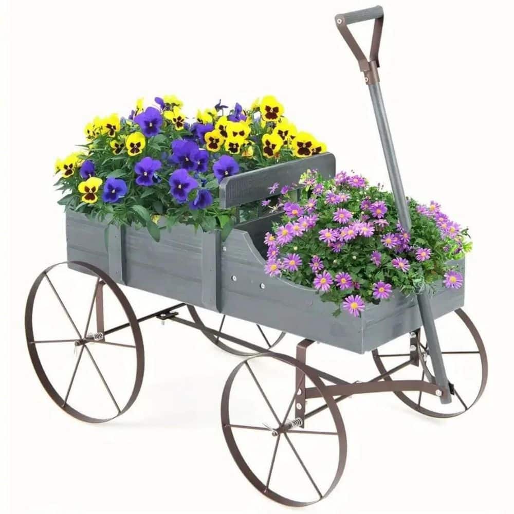 Metal Garden Planting Cart with Wheels-Double Section Bed, 4 Swivel Wheels and Easy Grip Handle, Blue. price history on PriceWatchPro
