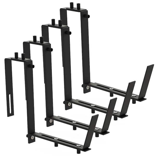 ITOPFOX Black Iron Adjustable Planter Box Brackets, Flower Box Holders, Planter Mounts for Windowsills, Garden, Fences, Balcony
