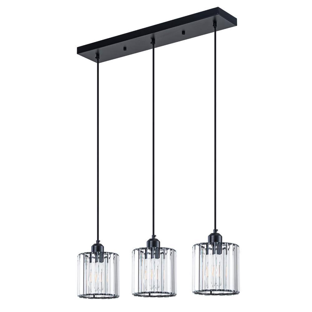 Crystria 25.4 in. 3-Light Modern Black Linear Kitchen Island Pendant Light with Clear Crystal Glass Shades price history on PriceWatchPro