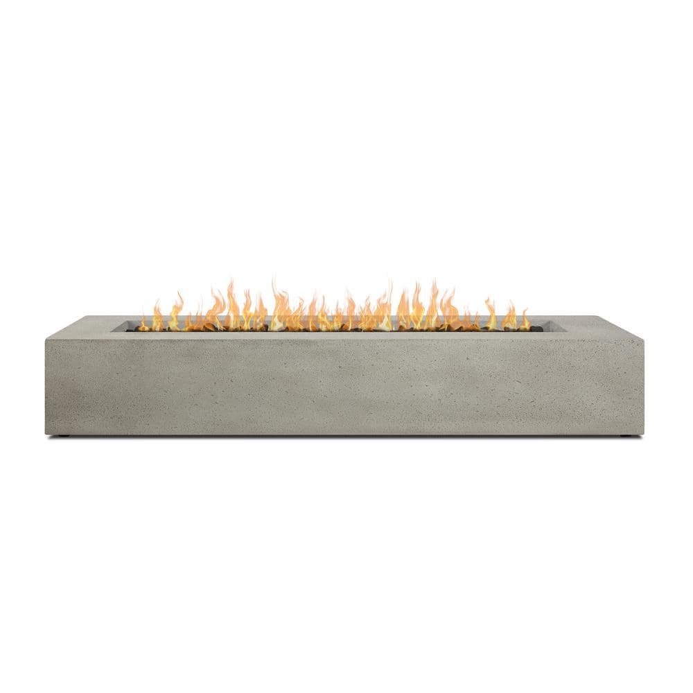Gray Glass Fiber Reinforced Concrete Long Rectangle Fire Pit Table