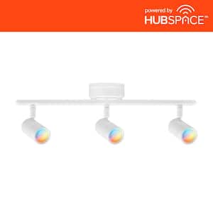 Boedy 2 ft. 3-Light Smart Matte White Integrated LED Fixed Track Lighting Kit with Night Light Powered by Hubspace