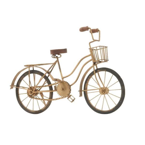 5 in. x 12 in. Brown Metal Bike Sculpture