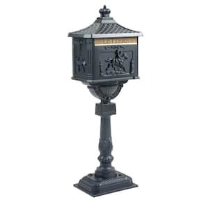 Outdoor Heavy-Duty Residential Cast Aluminum Black Mail Box Vintage Locking Security Postal Box