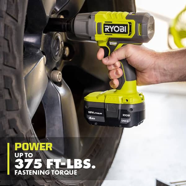 RYOBI ONE+ 18V Cordless 2-Tool Combo Kit with 1/2 Impact Wrench, Right  Angle Grinder, Ah Battery, and Charger PCL1219K1