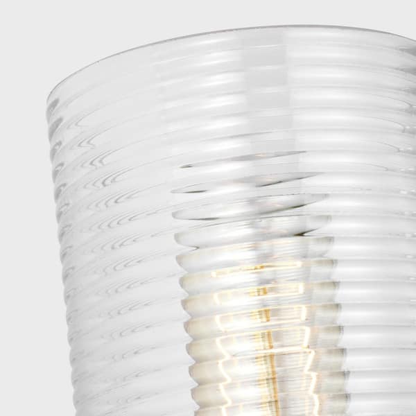 SCOTT LIVING - Sarita Small 1-Light Satin Brass Wall Sconce with Clear Ribbed Glass Shade