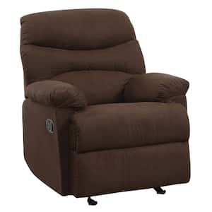 31 in. W Brown Fabric Recliner in Chocolate Microfiber Seat of 1