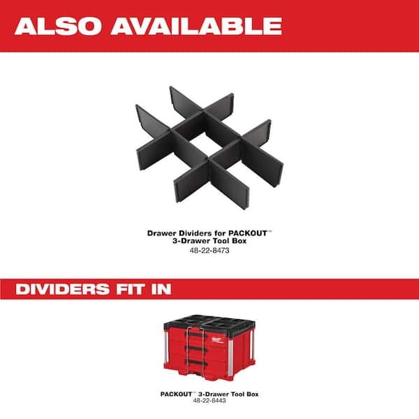 48-22-8473 Packout Dividers For Milwaukee Packout 3-Drawer Drawer Tool Box,  For Milwaukee packout drawer divider, Work with the Milwaukee Packout