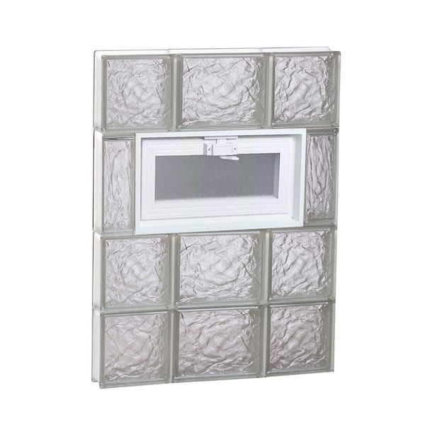 Clearly Secure 19.25 in. x 25 in. x 3.125 in. Frameless Ice Pattern Vented Glass Block Window