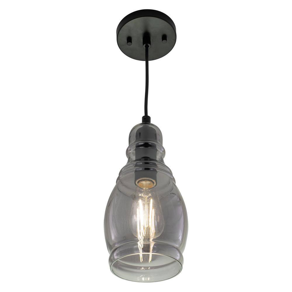 Millie Matte Black Mini Pendant with Smoke Gray Glass