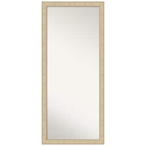 Oversized Satin Brown/Tan Silver Metallic Wood Hooks Classic Modern Mirror (64 in. H X 28 in. W)