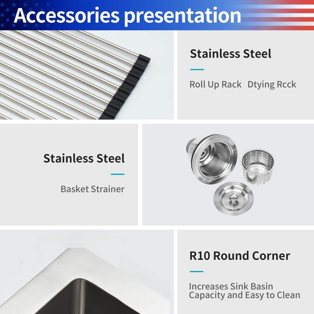33'' Stainless Steel Undermount Single Bowl Kitchen Sink