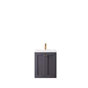 Chianti 23.6 in. W x 18.1 in. D x 29.5 in. H Bath Vanity in Mineral Grey with White Glossy Top