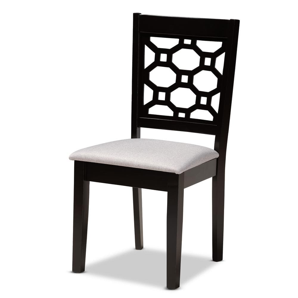 Peter Grey and Dark Brown Wood Side Chair with Cane Back