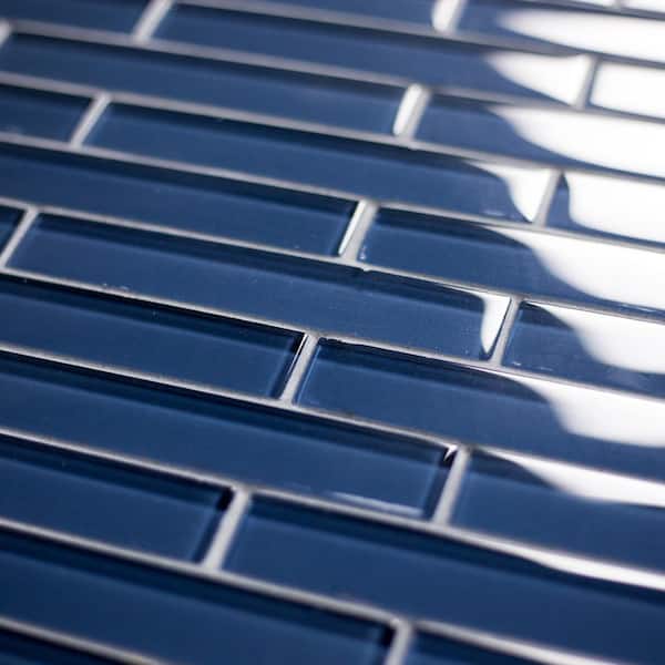 Tropical Blue 1 in. x 6 in. Glass Glossy Accent Pencil Subway Wall Tile (2 sq. ft./Case)