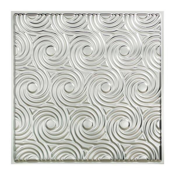 Fasade Cyclone 2 ft. x 2 ft. Vinyl Lay-In Ceiling Tile in Brushed Aluminum