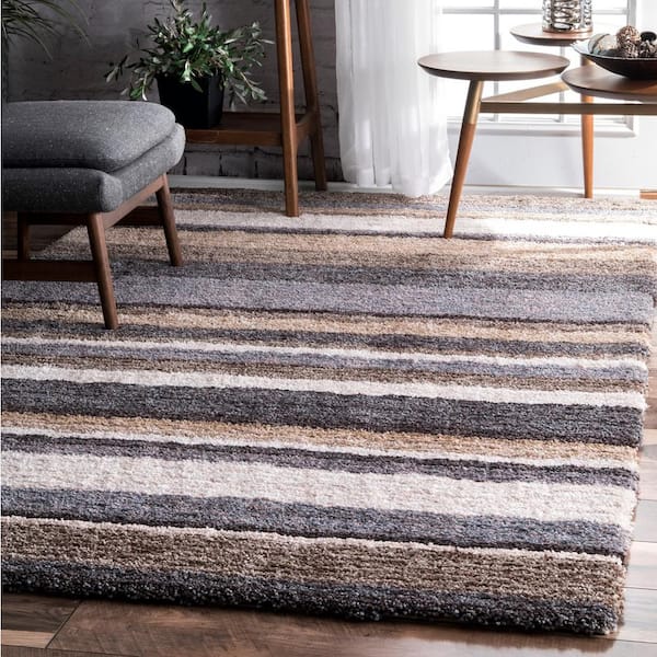 Drey Ombre Shag Beige Multi 8 ft. x 10 ft. Area Rug