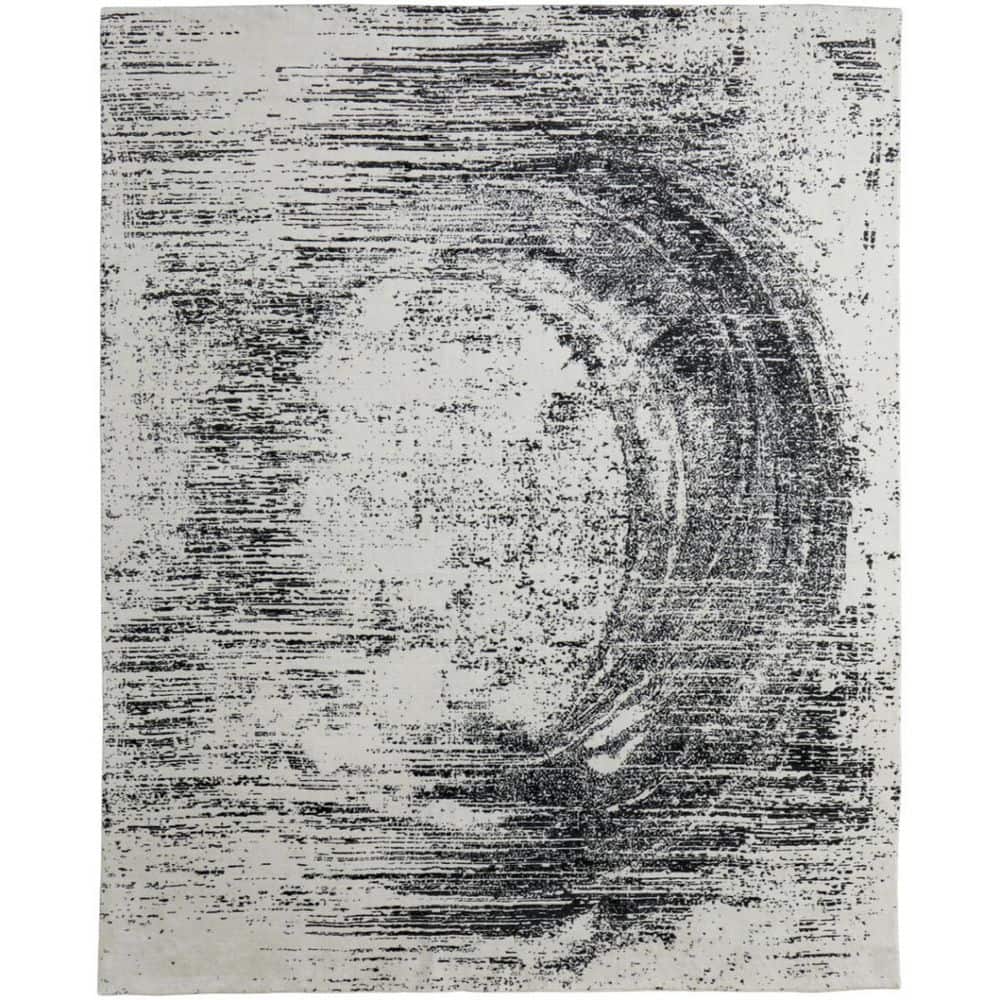 HomeRoots 2 ft. x 3 ft. Black and Gray Abstract Hand Woven Area Rug ...