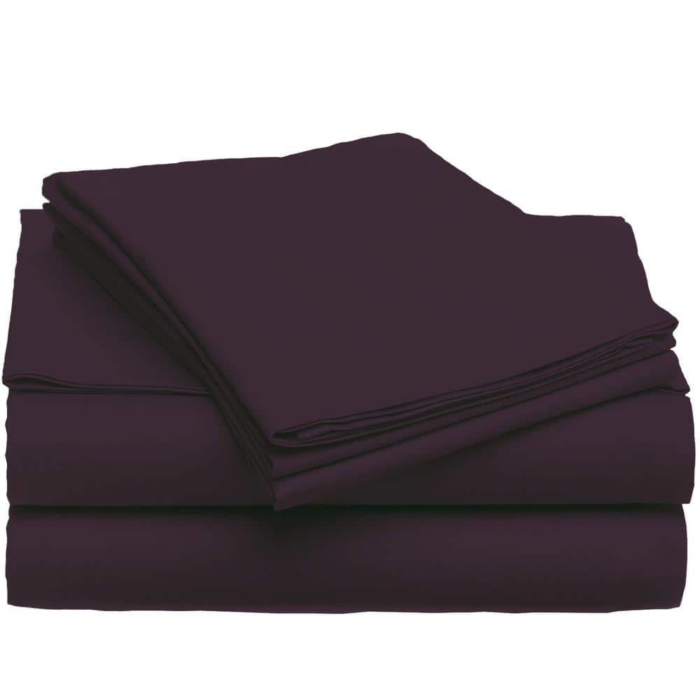 4-Piece Eggplant Microfiber Queen Sheet Set