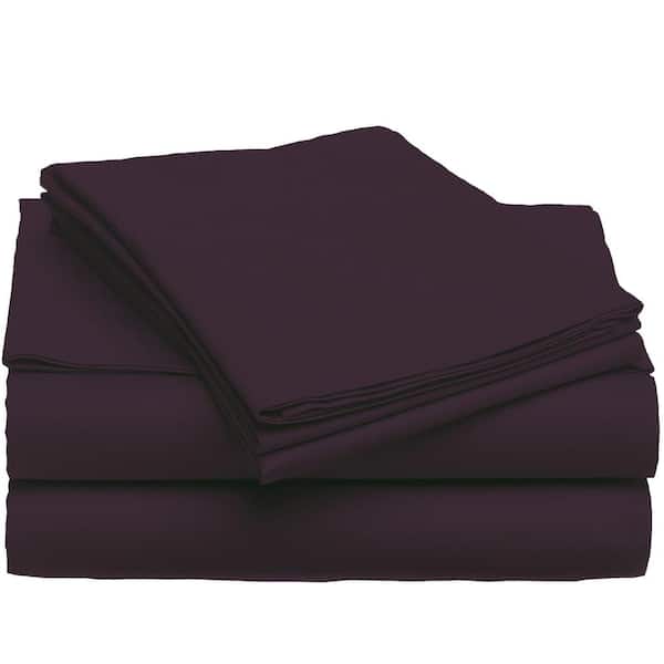 Unbranded 4-Piece Eggplant Microfiber Queen Sheet Set