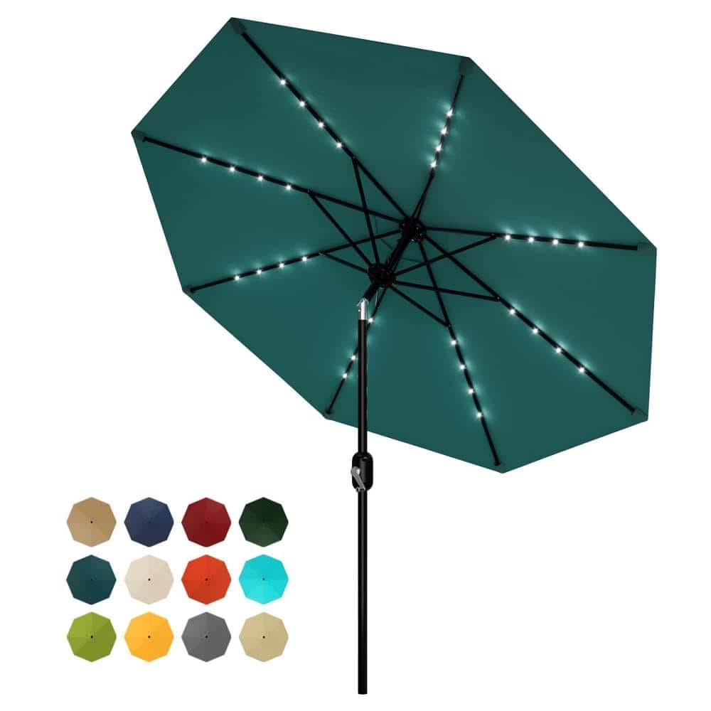 10 ft Round Polyester Solar LED Market Patio Umbrella with Crank Lift Push Button Tilt 8 Steel Ribs 3 Pack price history on PriceWatchPro
