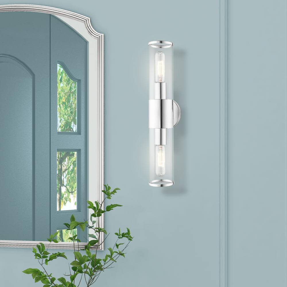 Bancroft 2-Light Vanity in Polished Chrome with Clear Glass