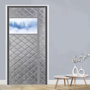 31.5 in. x 79 in. Gray Visible Plastic Thermal Insulated Door Curtain Magnetic Screen Door Noise Reduction Waterproof