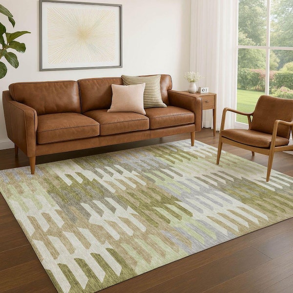 Chantille Machine Washable Indoor/Outdoor Abstract ACN2328 Fern 5 ft. x 7 ft. 6 in. Area Rug