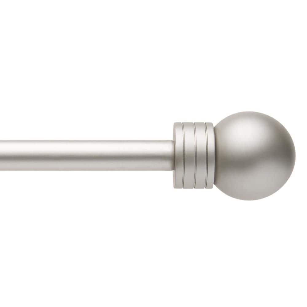Modern Sphere 36 in. x 72 in. Matte Silver Single Curtain Rod
