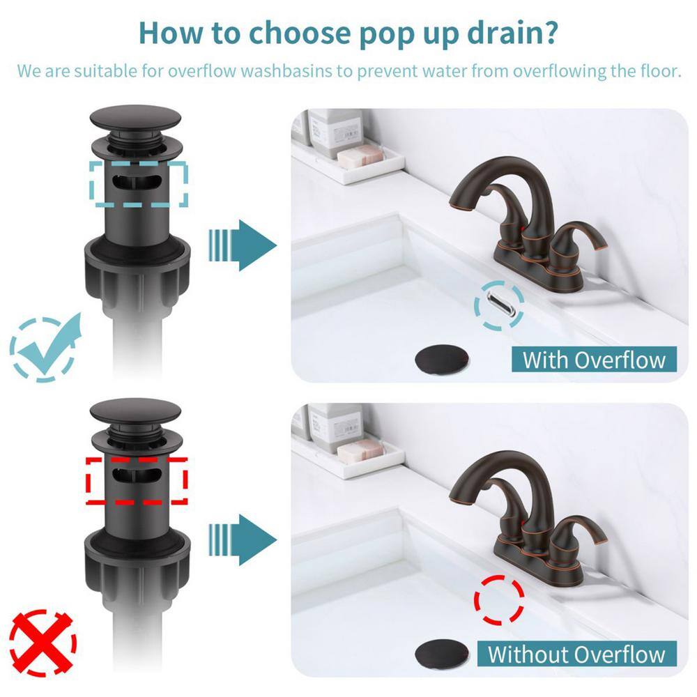Oil Rubbed Bronze Double Handle Bathroom Faucet with Drain Assembly