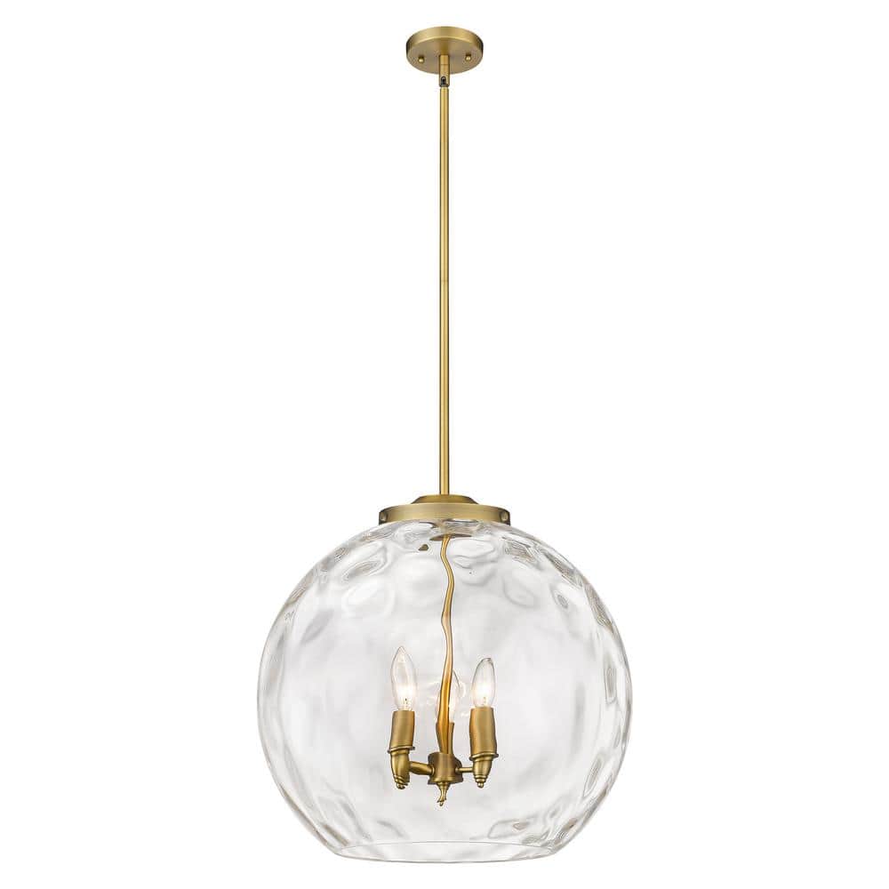 Athens Water Glass 60-Watt 3-Light Brushed Brass Shaded Mini Pendant Light with Clear Water Glass price history on PriceWatchPro