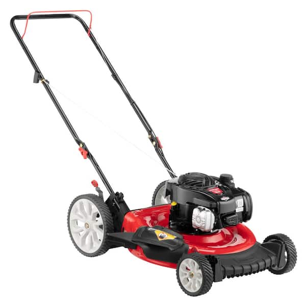 Troy Bilt 21 In 140cc 500e Series Briggs Stratton Engine 2 In 1 Gas Walk Behind Push Lawn Mower With High Rear Wheels Tb100 The Home Depot