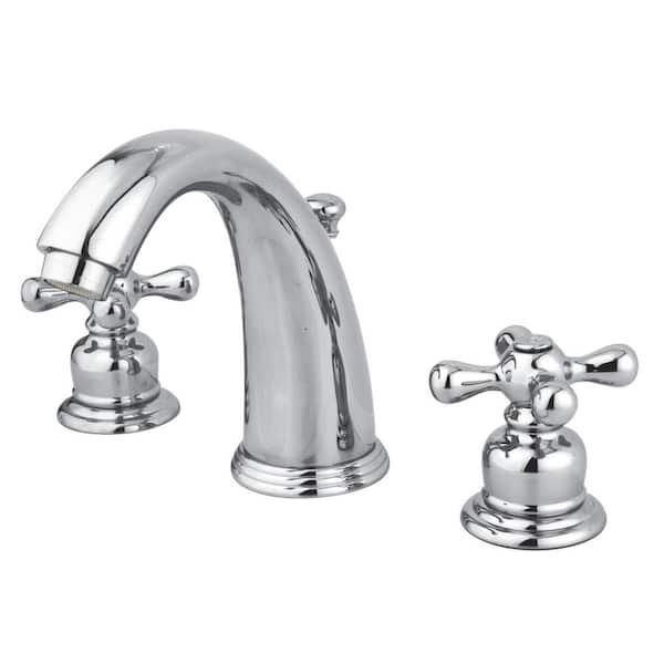 Kingston Brass Victorian 8 in. Widespread 2-Handle Bathroom Faucets with Plastic Pop-Up in Polished Chrome