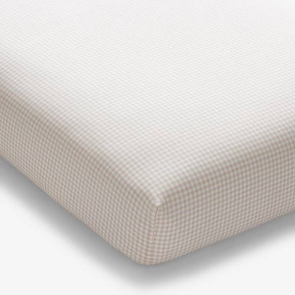 The Company Store Company Kids Ditsy Gingham Pink Organic Cotton Percale Crib Sheet